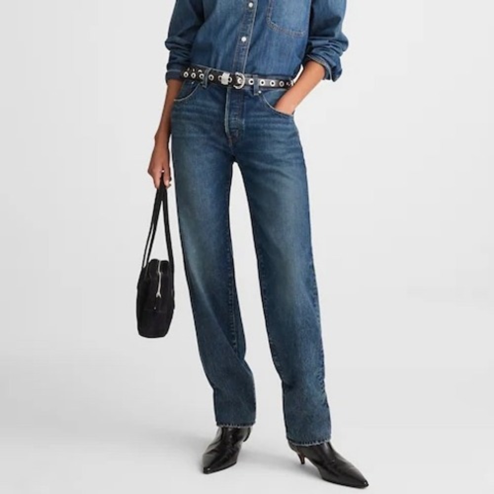NWT‎ Madewell Women's The Dean Easy Straight Jean Blue Greendale Wash Size 28